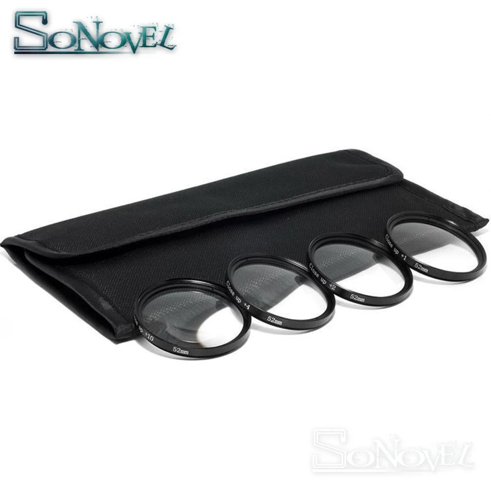 매크로 클로즈업 필터 세트, 1 + 2 + 4 + 10 렌즈, 렌즈 후드, 캐논 니콘 소니 DSLR 카메라용 클리닝 키트, 49 52 55 58 62 67 72 77 mm
