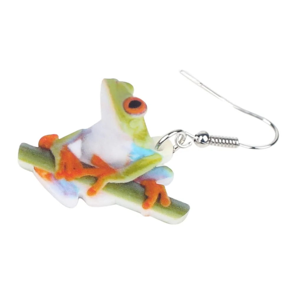 Bonsny Acrylic Anime Frog Earrings Drop Dangle Big Long Cartoon Funny Animal Jewelry For Women Girls Teens Gift Charms Souvenir