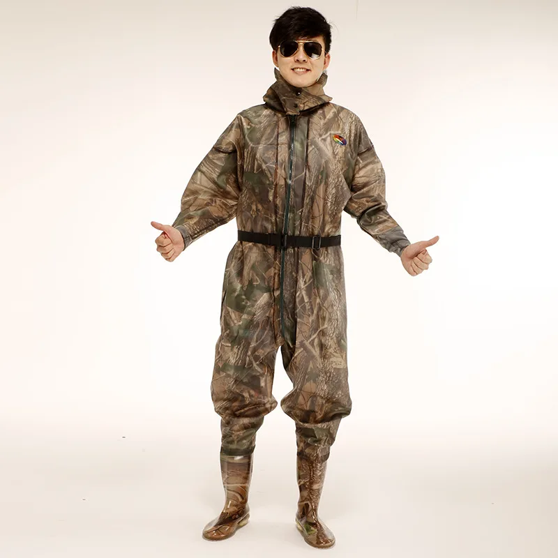 Thicken Waterproof Whole Body Fishing Wear-resisting Waders Pants with Boots Camouflage Men Women Wading Trousers HW067