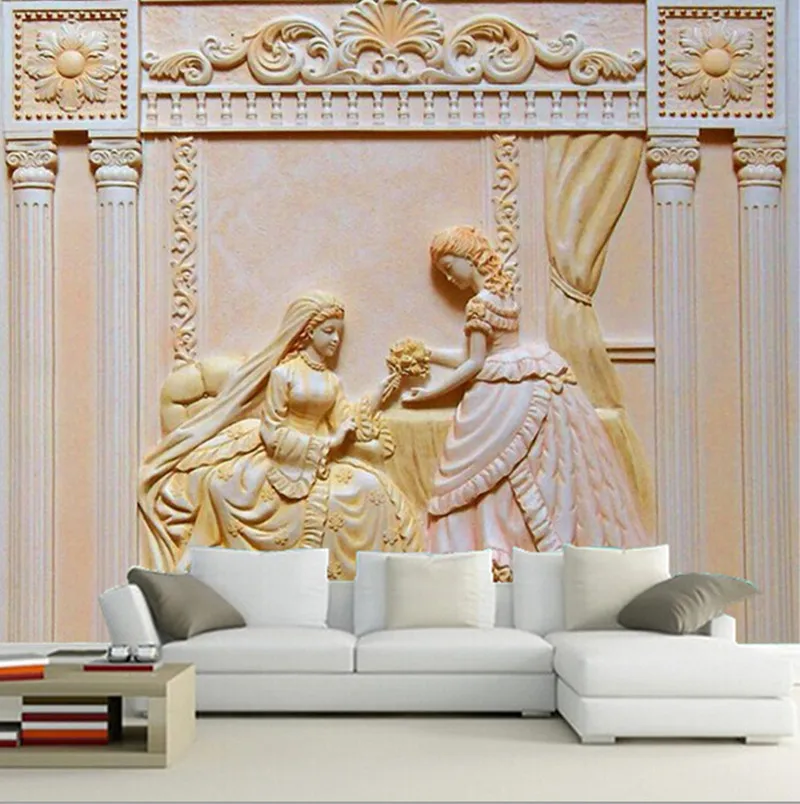 

Custom 3D murals,European figure relief murals papel de parede,living room sofa background TV wall bedroom wallpaper