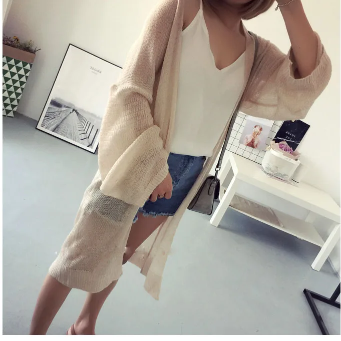 Long Fashion Summer Long Cardigan Sweaters Women Thin Woman Knitted Hollow Out Loose Cardigans Knitwear Open Stitch Causal Tops