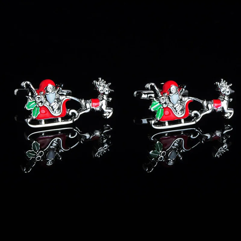 SAVOYSHI Santa Claus Cufflinks for Mens Shirt Cuffs High Quality Enamel Cuff links Christmas Gift Men Jewelry Free engraving