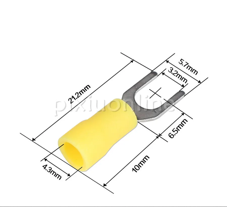 100pcs/pack DS644b SV2-3 5.7*21.mm Y-shaped Tinplating Terminal Block Red/blue/yellow/black/green 5colors Choose