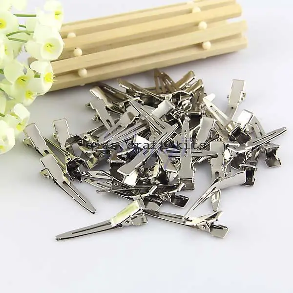 200pcs Single Prong Alligator Hair Pinch Clips - 1 3/4 inches (45mm) for Clippies, Hair Bows and Korkers