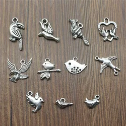 20pcs Charms Bird Antique Silver Color Cute Bird Charms Jewelry Findings DIY Small Bird Charms Wholesale