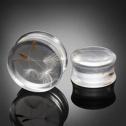 2pcs/lot Acrylic Dandelion Flower Ear Plug Gauge Resin Piercing Expander Stretcher Flesh Tunnel Body Jewelry 10-25mm