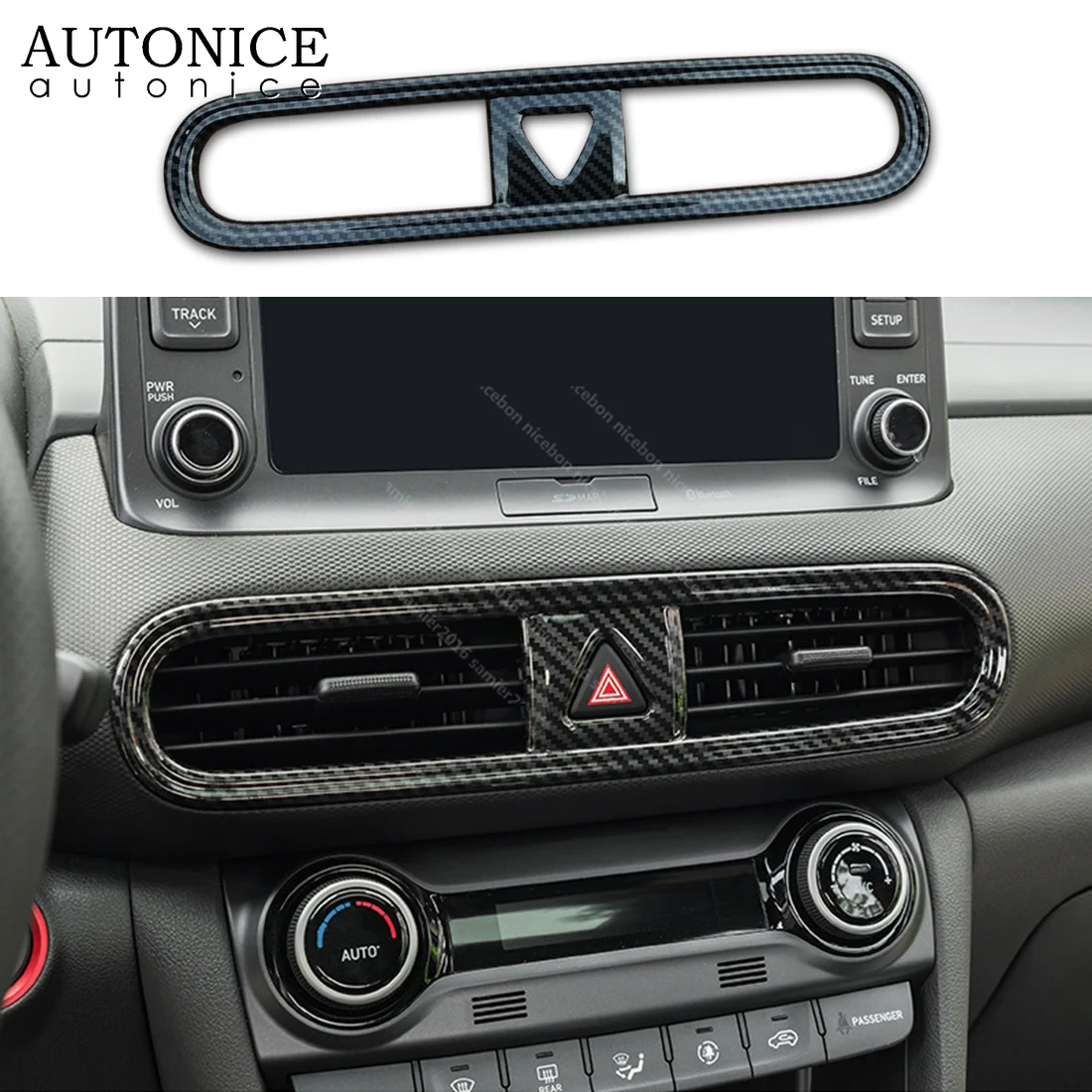 Carbon fiber color Air Conditioning Dashboard Vent Cover trim for Hyundai Kona ENCINO