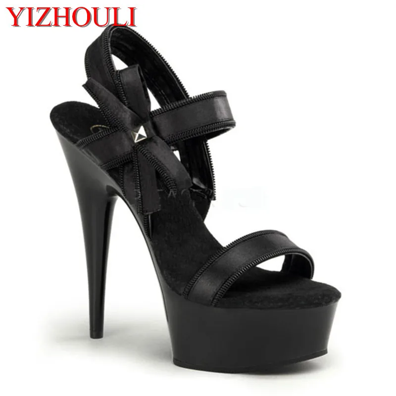 Lovely princess bowknot adornment chalaza 15cm sandal shoes, high COS appeal shoe black temptation Dance Shoes