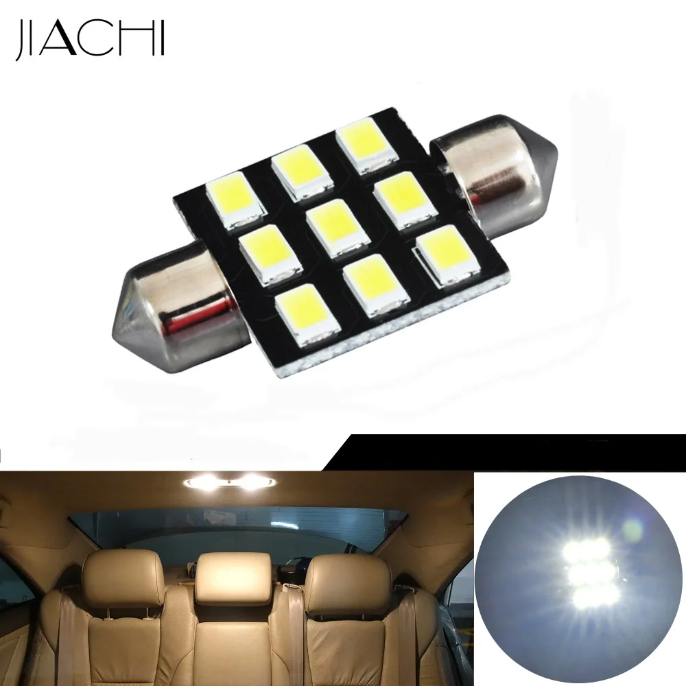 

JIACHI 100PCS/Lot Auto Spare Part Car Light 6418 C10W Led Bulb Festoon 36MM C5W 9SMD 5630Chip Interior Map Roof Reading Lamp 12V