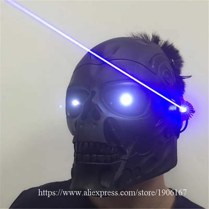 New Design Led Luminous Blue Laserman Halloween Ghosts Mask Blue Laser Party Masquerade Masks