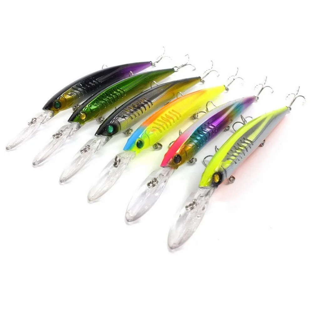 HiUmi 6pcs 15.2cm 12.5g Fishing Lures Minnow Wobblers Fishing Tackle With High Carbon Steel Hooks