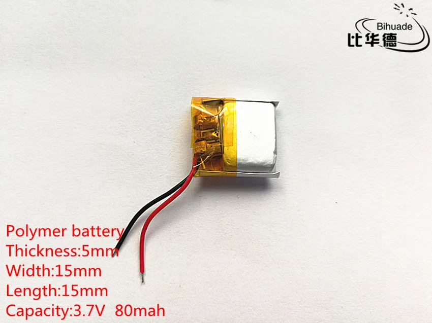 3.7V 80mAh 501515 Lithium Polymer Li-Po li ion Rechargeable Battery cells For Mp3 MP4 MP5 GPS PSP mobile bluetooth