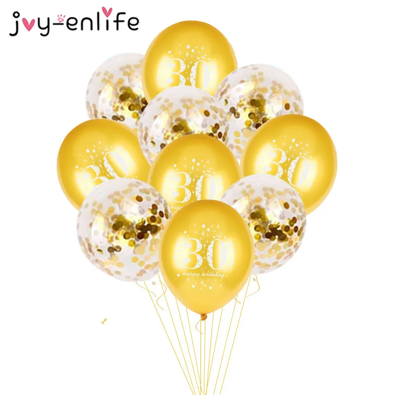 JOY-ENLIFE 10 Stück aufblasbare Konfetti-Luftballons 12 Zoll Latex-Luftballons 30 40 50 60 Jahre Geburtstagsfeier Erwachsene Folien-Heliumballons