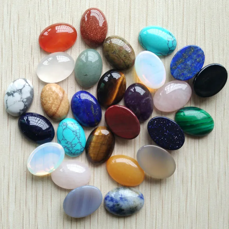 แฟชั่นหินธรรมชาติผสมรูปไข่ CAB CABOCHON ลูกปัดสําหรับเครื่องประดับและเสื้อผ้าอุปกรณ์เสริม 13x18 มม.ขายส่ง 30 ชิ้น/ล็อต fast shipping