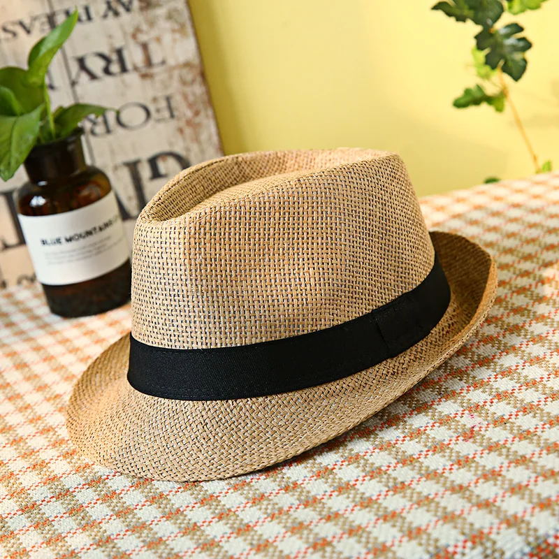 Middle aged and elderly men summer flax breathable small cap travel visor cap collapsible straw，Wide brimmed straw hat，Beach cap