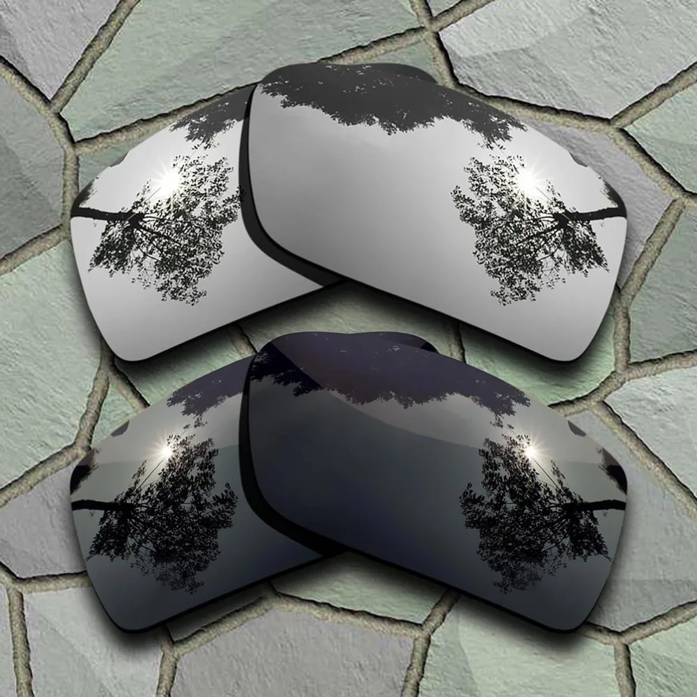 

Grey Black&Chrome Sunglasses Polarized Replacement Lenses for Oakley Gascan