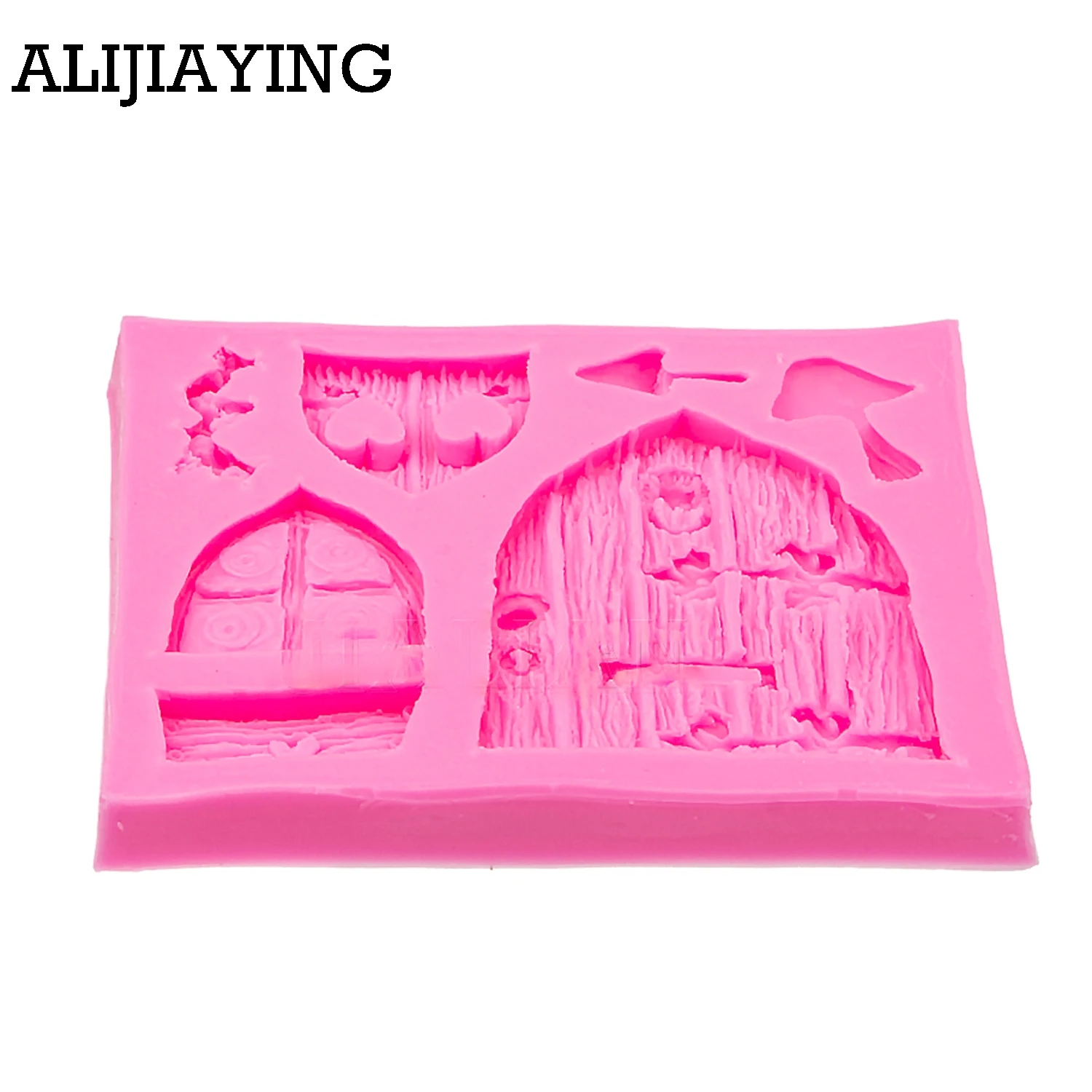 M0513 Sugarcraft Fairy Tale Cottage Silicone Mold Mushroom Window Door Fondant cake decorations Chocolate baking tools