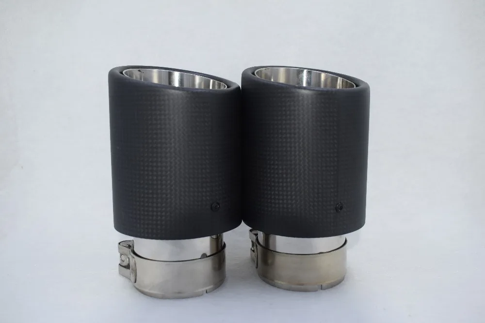 Inlet51/54/57/60/63/80 مللي متر المخرج 76/89/101/114 مللي متر 304 الفولاذ المقاوم للصدأ ألياف الكربون العادم تلميح خمار ماسورة العادم #3