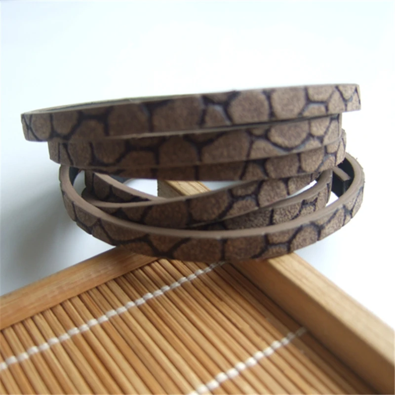 1 Meter Multi-color Flat PU Leather Stone Plaque Shaped Cord For Bracelet Making Rope Fashion Jewelry Findings 5*2mm