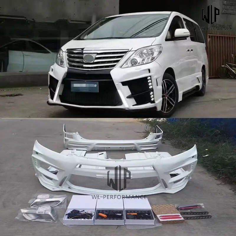 High Quality FRP material Car body kit car front rear bumper side skirts For Toyota Alphard BlackPearl Body Kit