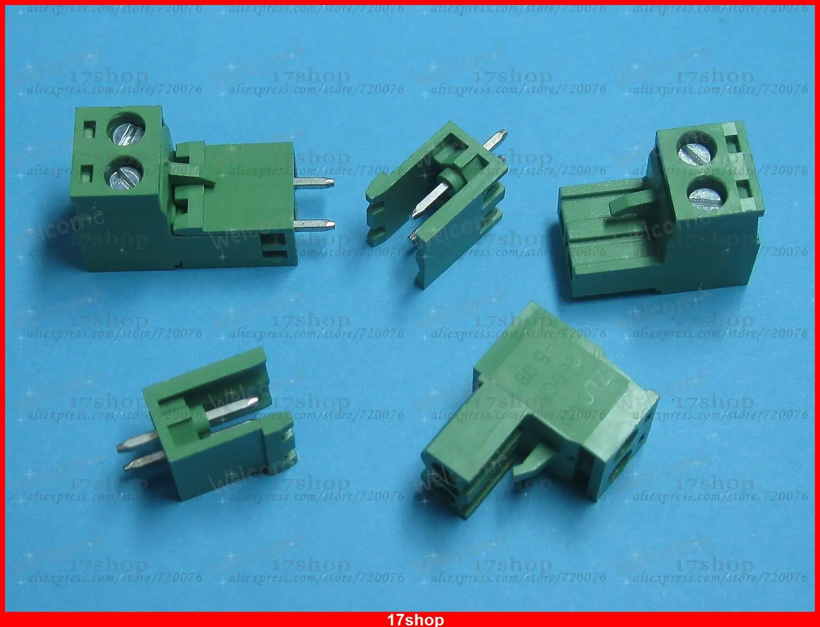 60 pcs Pitch 5.08mm 2way/pin Screw Terminal Block Connector Green Color L