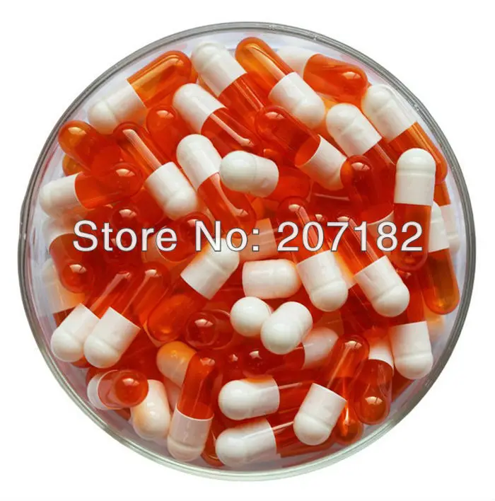 

(10,000pcs/pack) 0# White/Orange Translucent Color Gelatin Hard Empty Capsule---Cap and Body Separated