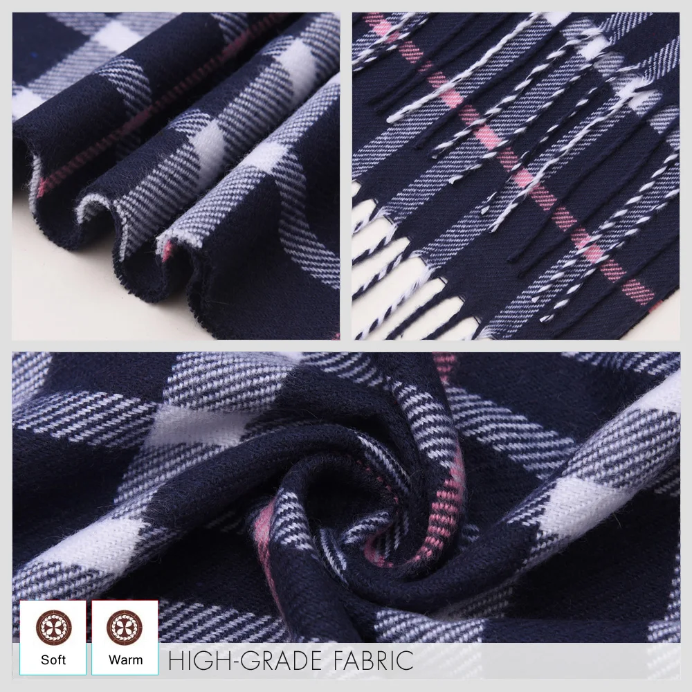 [VIANOSI] 2024 Plaid Winter Scarf Women Luxury Warm Foulard Solid Scarves Fashion Casual Scarfs Cashmere Bufandas Hombre