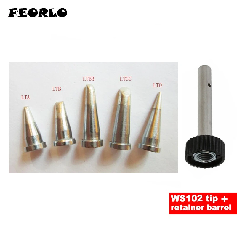 FEORLO 5pcs/set LTA LTB LTBB LTCC LTO with 1pcs soldering tip retainer barrel  FOR Weller WSD81, WSP80 solder iron