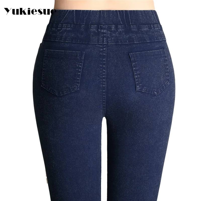 New Slim Stretch High Waist Skinny Jeans Female Scratch Vintage Black Blue Pencil Pants Women Jeans mom clothes 4XL 5XL 6XL