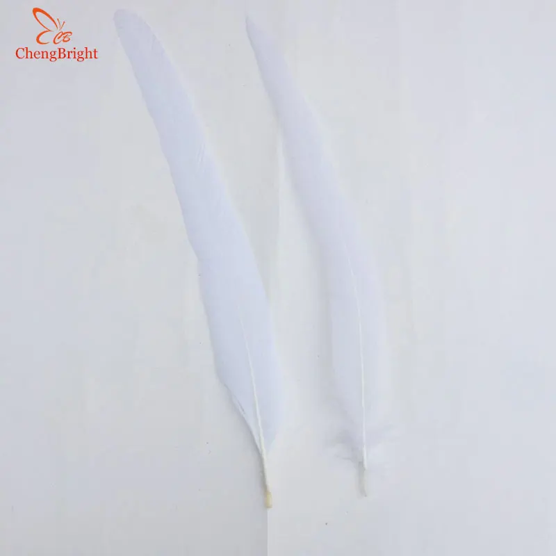 CHENGBRIGHT High Quality Pure White Rooster Coque Tail Feathers For Crafts Wedding Decoration Costume Decoration Pheasant Plumes