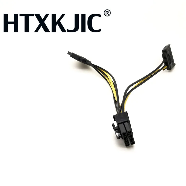 Hot البيع 5 قطعة المزدوج 15Pin SATA ذكر إلى PCIe 8Pin (6 + 2) ذكر بطاقة الفيديو كابلات الموصلات الطاقة امدادات الطاقة