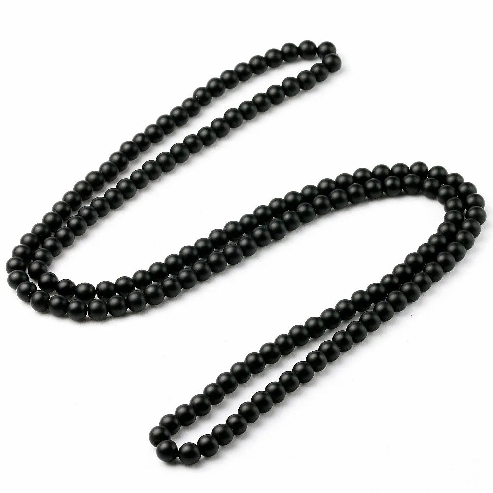 Matte Black Onyx Necklaces &Pendants Mens Natural Stone Women Beaded Long Necklaces Statement Female Jewelry Handmade Gift