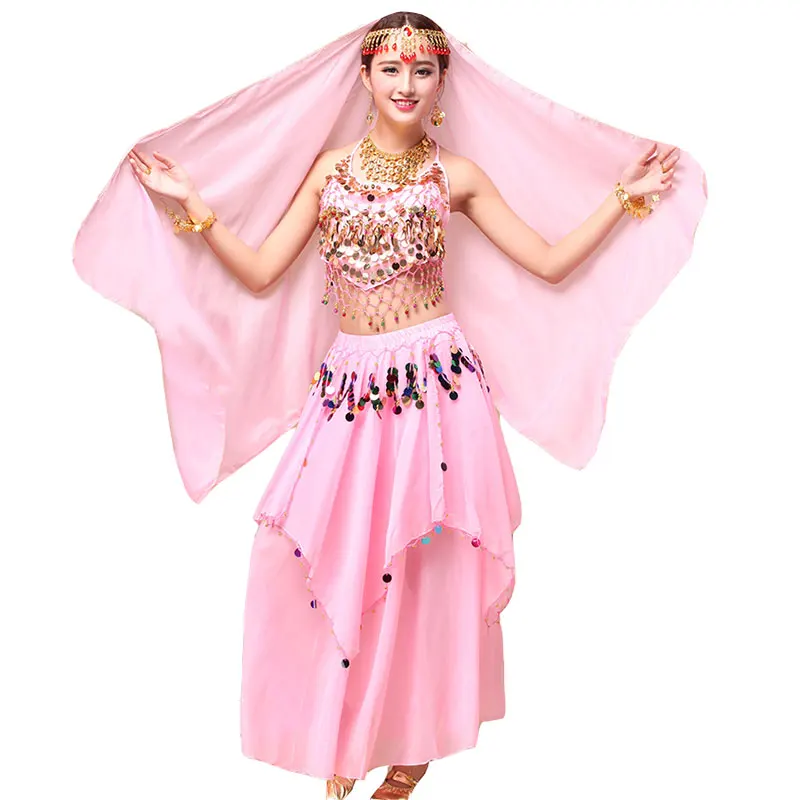 3 pz Performance di Danza Del Ventre Costume di Bollywood Costume Indiano Vestito Vestito Danza del ventre Donne Danza Del Ventre Costume Set