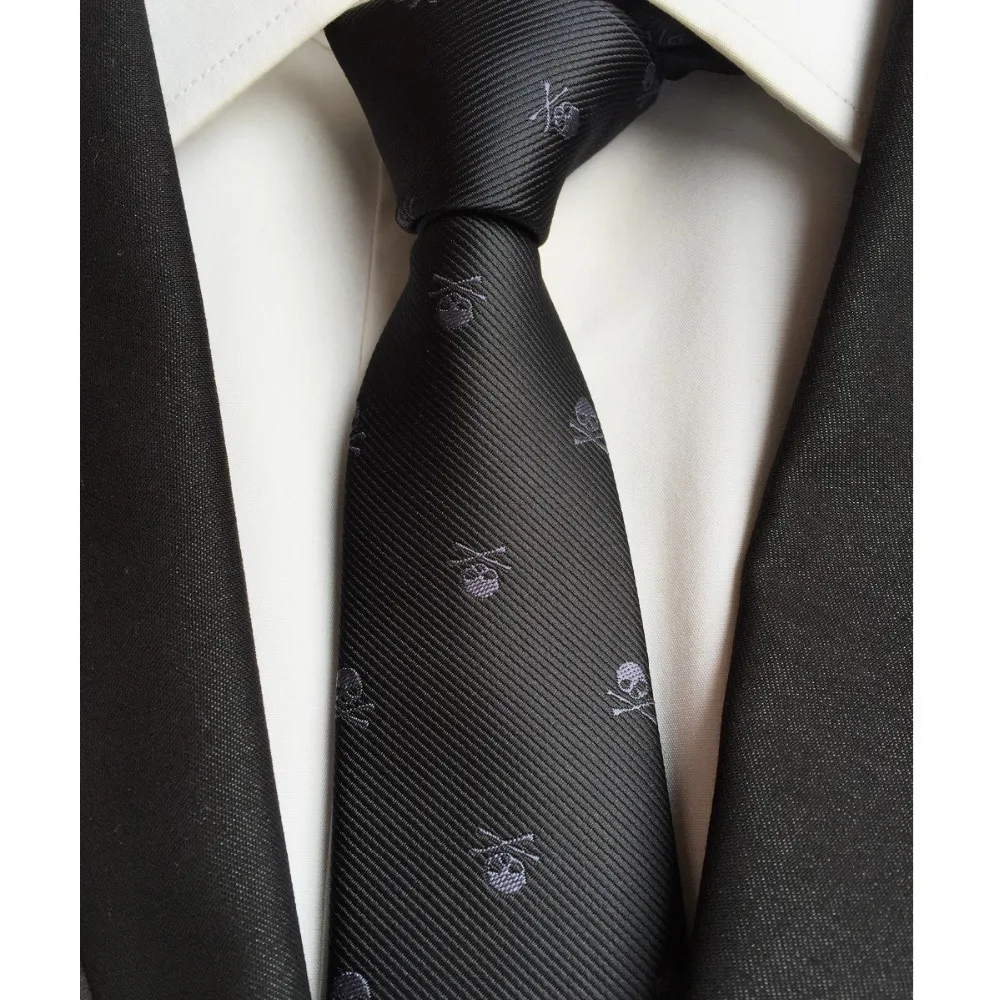 Skull Neck Tie for Men 6 colors Halloween Party Slim Ties 6cm