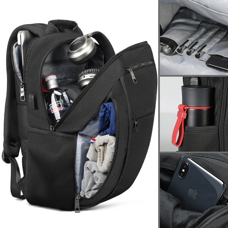 Garanzia a vita zaino uomo 15.6 zaino per Laptop da 17 pollici borsa impermeabile con zaino da viaggio per porta di ricarica USB 4.0A per la scuola