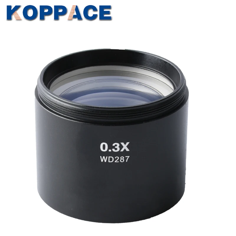 KOPPACE 0,3X стереомикроскоп Барлоу объектив 287 мм рабочее расстояние объектив микроскопа 48 мм размер для установки микроскопа