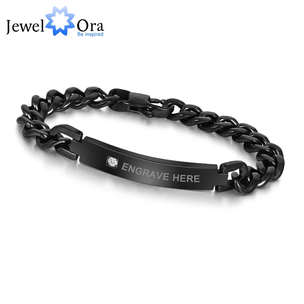 

Personalized Engrave Men Bracelet Fashion Titanium Steel Bracelets & Bangles for Men Husband Anniversary Gift Fathers Day