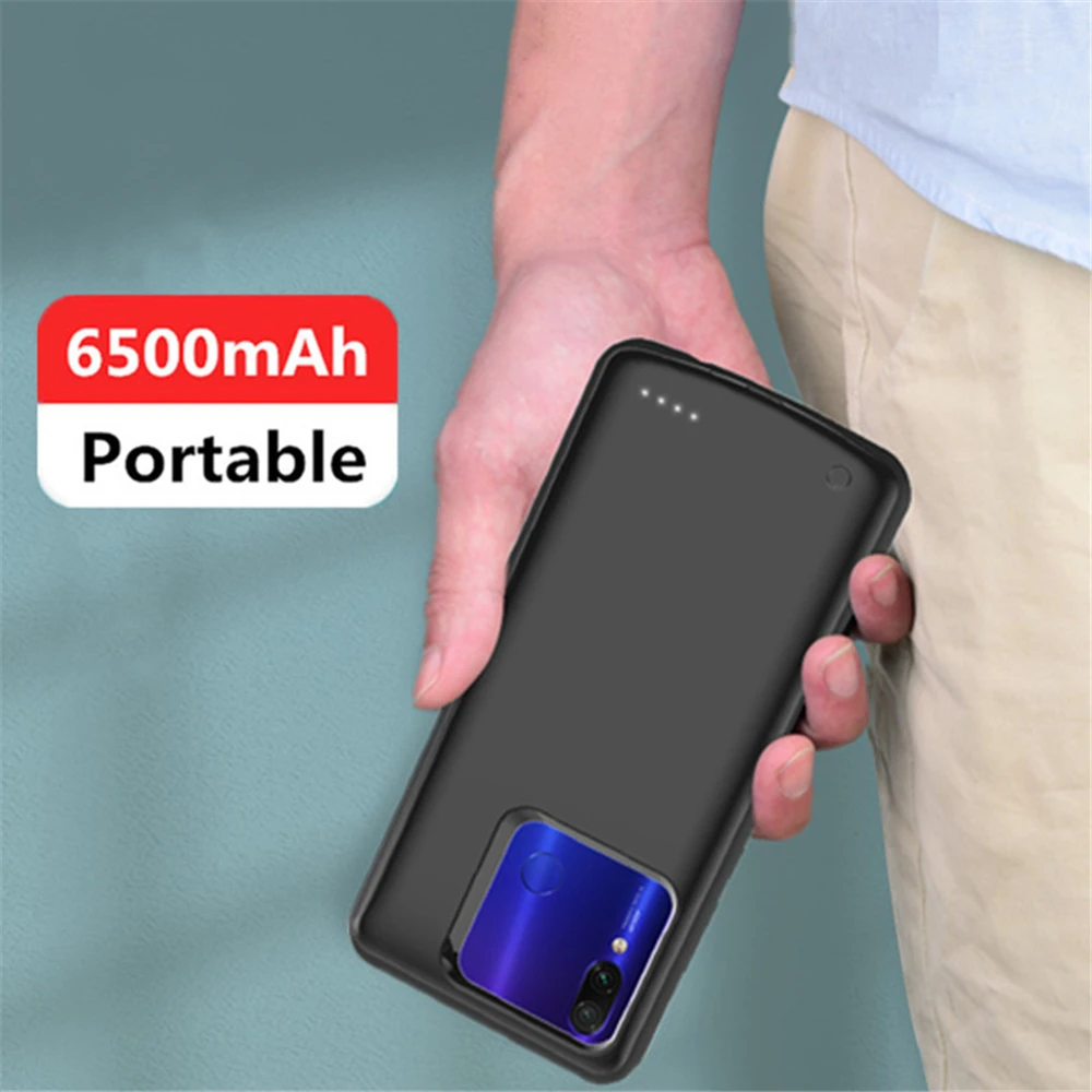 6500mAh For Xiaomi Redmi Note 7 Pro External Battery Cases Portable Charger Power Bank Cover For Redmi Note 7 Charging Case