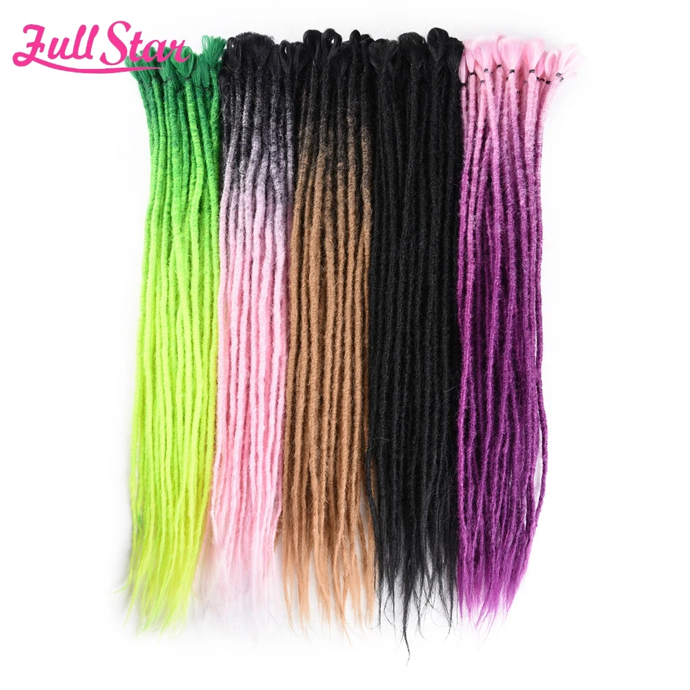 Full Star Synthetic Ombre Color dreadlocks Crochet Hair for Braids 24