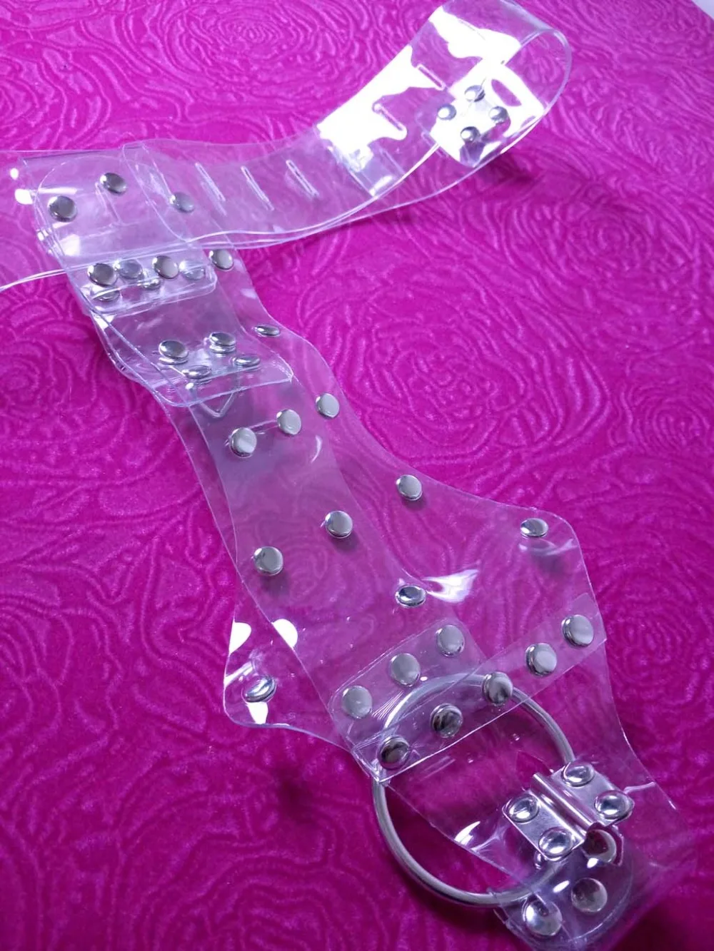 Plus Size Womens PVC Fully Adjustable Clear Slave Water Proof Chastity Belt Fetish Bondage Waist Harness Underwear Brief Thong