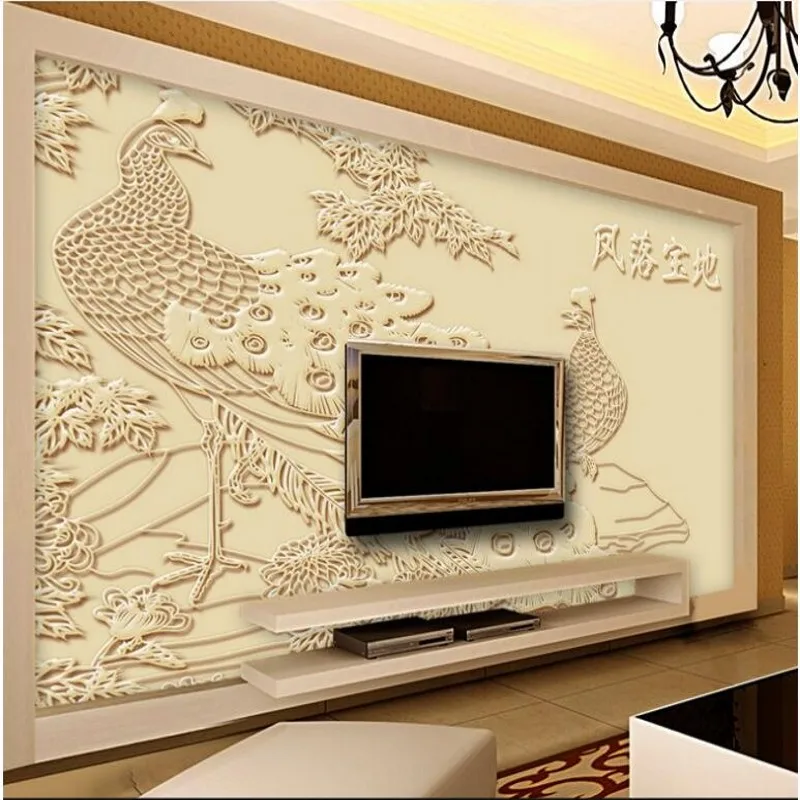 

wellyu Custom large - scale murals three - flowers and birds sandstone three - dimensional background wall wallpaper