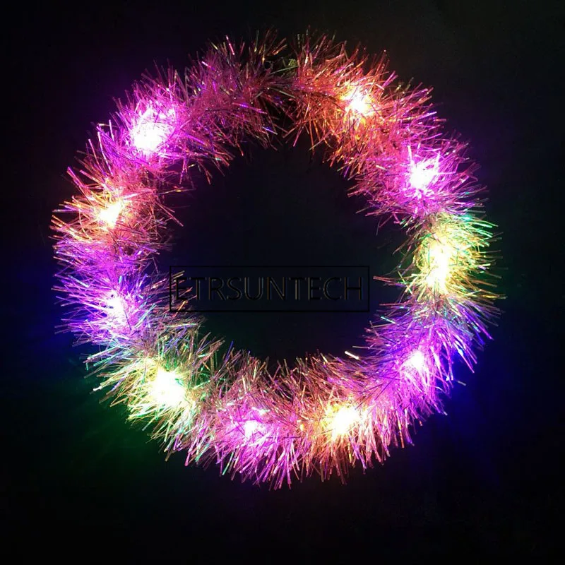 100pcs Tassel LED Flashing Glow Headband Women Kids Children Light Up Hairbands Christmas Glow Party Supplies