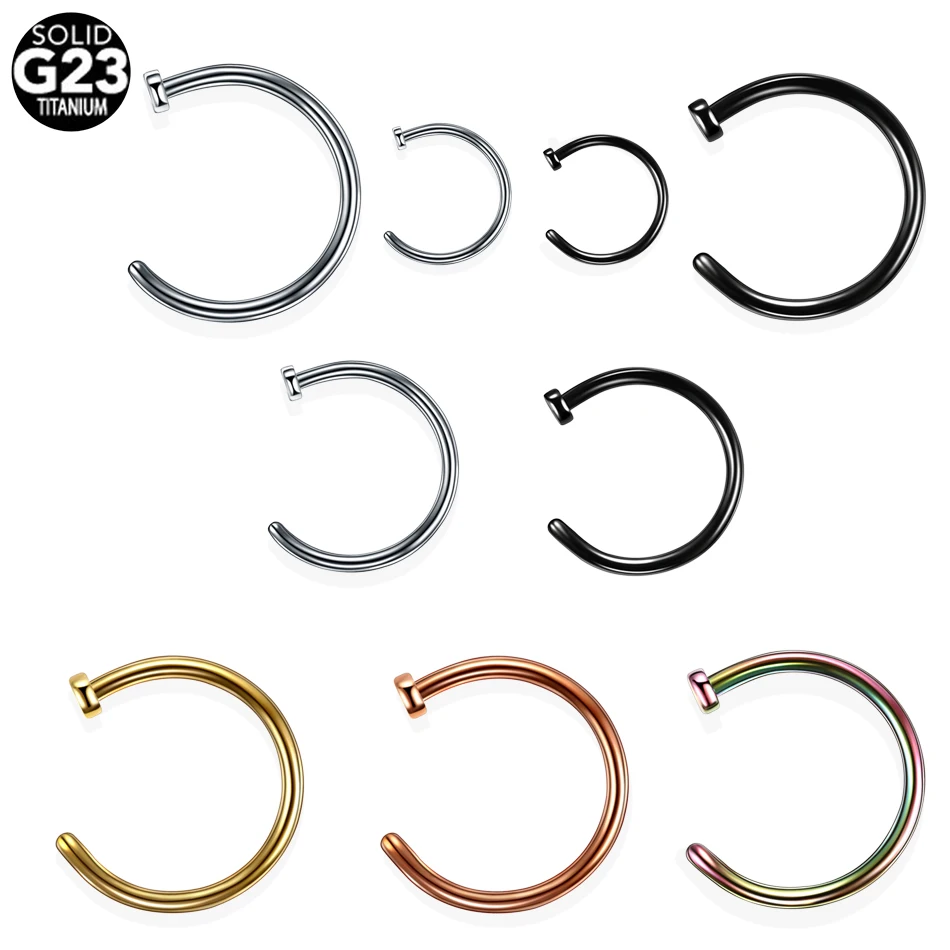 1PC Titanium Punk Nose Hoop Stud Rings Clip On Fake Piercing Nose Lip Helix Rings Nostril Earring Septum Piercings Women Jewelry