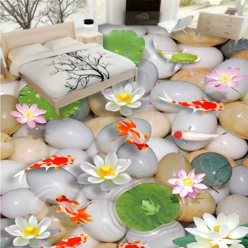 beibehang pebbles 3D floor painting Custom papel de parede mural wallpaper wear non-slip waterproof self-adhesive PVC wall paper