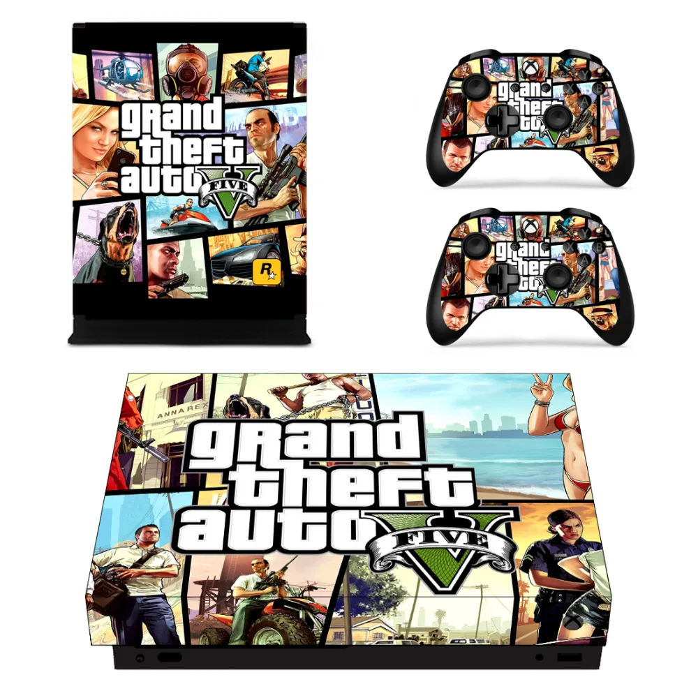 Grand Theft Auto V GTA 5 Skin Sticker Decal For Microsoft Xbox One X Console and 2 Controllers For Xbox One X Skin Sticker Vinyl