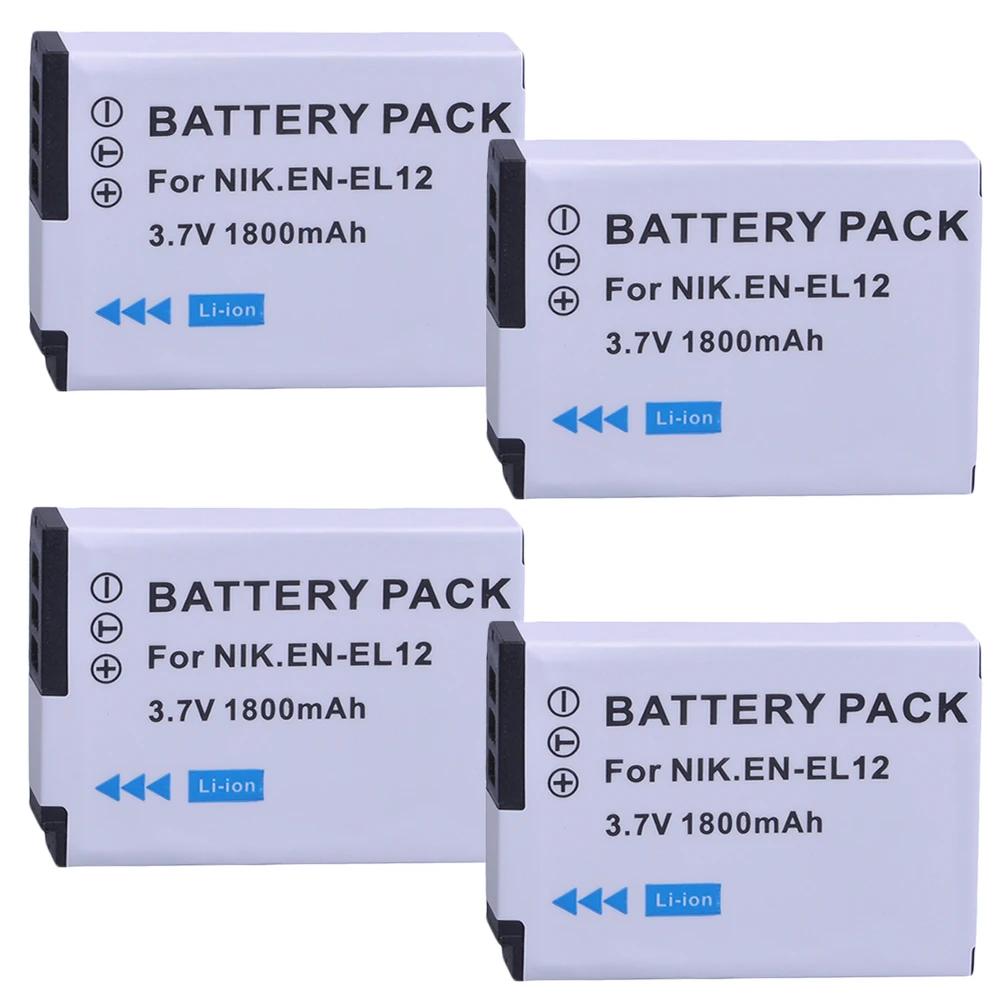 Batmax 4pcs EN EL12 EN-EL12 Camera Battery+LCD USB Charger for Nikon Coolpix S9700 S9500 S9400 S9300 S9100 S8200 S8100