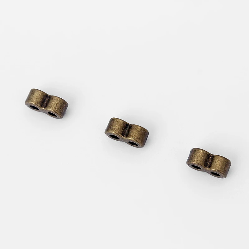 20pcs Antique Bronze Charms Double Hole Slider Beads Spacer For 2mm Round Leather Cord Bracelet Necklace Jewelry Findings