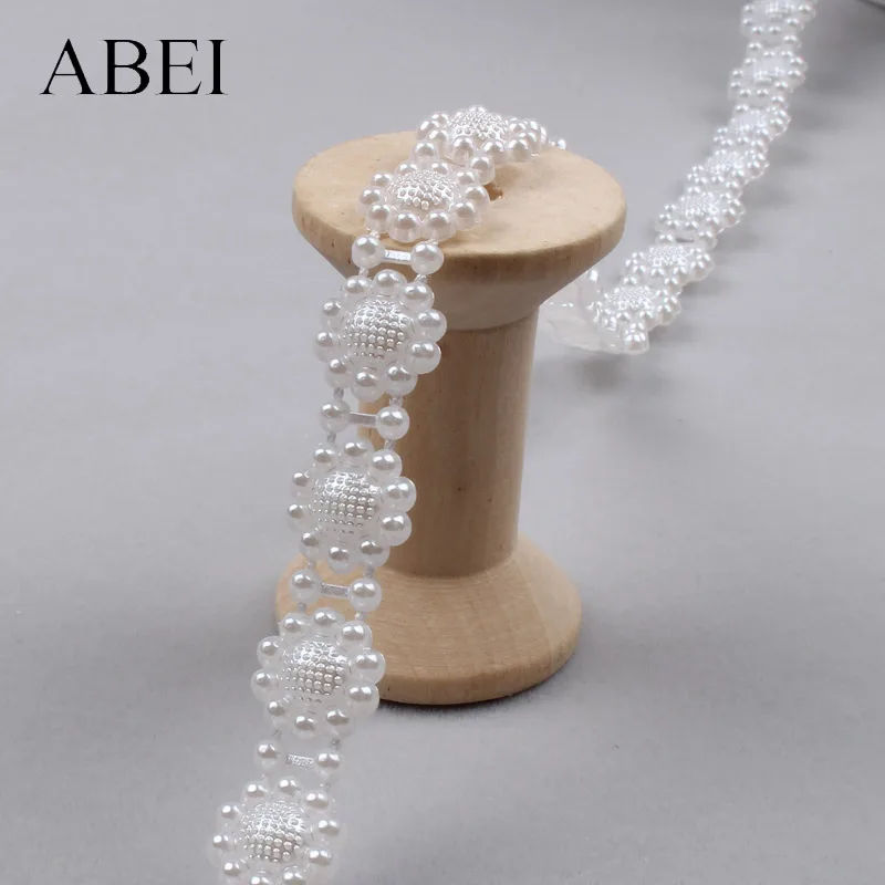 2yards 10mm Beaded Lace Ribbon For Wedding Party handicrafts DIY Sewing Garments Accessories Jewelry Ornaments Wholesale
