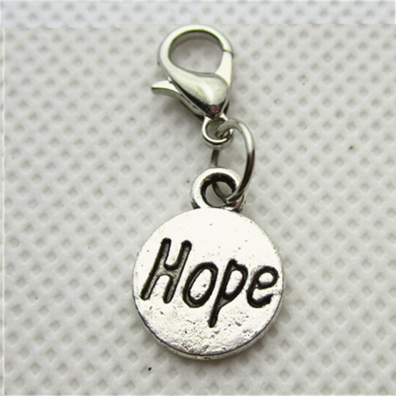 

50pcs Wholesale Hope Dangle Charms DIY Jewelry for Bracelets Pendants Lobster Clasp Floating Hanging Charms Accessory