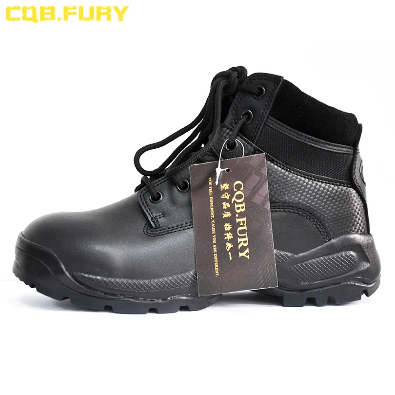 Black Leather Boots With Zipper Tactical Boots Wearable Ankle YKK Zipper Boots Size 38-46